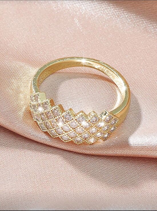 Medical metal ring with Swarovski crystals